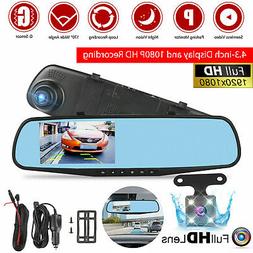1080P Rearview Mirror Car DVR Dual Dash Cam Camera Front Rea