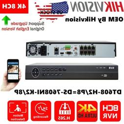 HIKVISION OEM 4K 8CH DS-7608NI-K2/8P 8POE 2SATA NVR Network 