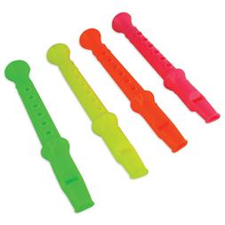 5.5" Mini Neon Plastic Flute Recorder, Musical Instrument - 