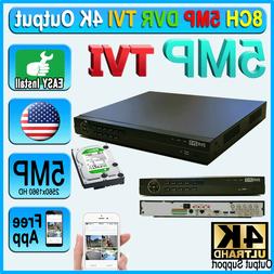 8CH TVI 5MP DVR H265 4k Output 2560x1960 Record System phone