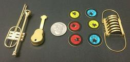 Dollhouse Miniature GUITAR RECORD TROMBONE Mini Metal Instru