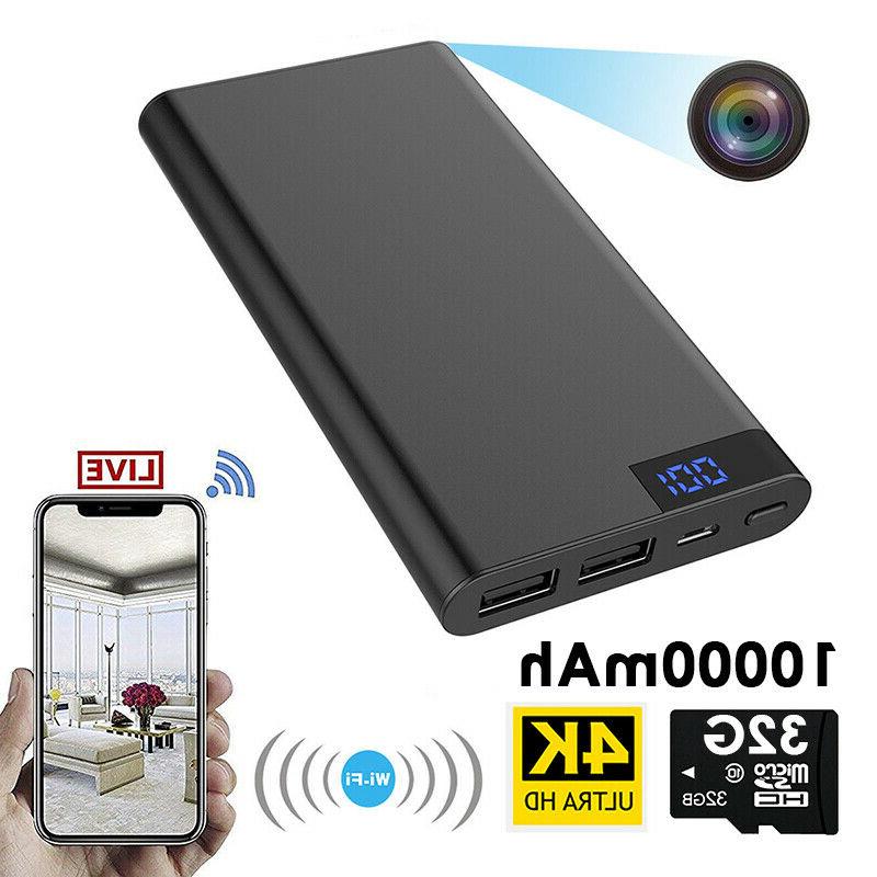 4K WIFI HD 1080P Spy Hidden Camera 10000mAh Power Bank Night