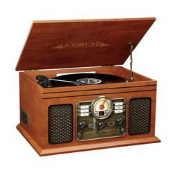Record Player With Speakers Mahogany 6 in 1 Bluetooth Radio 