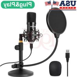 USB Condenser Microphone Mic Kit 192kHz/24bit For Recording 