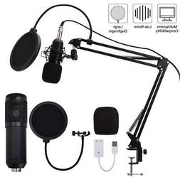 USB Condenser Microphone Mic Kit Stand for Recording Studio 