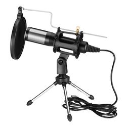 USB Condenser Microphone w/ Tripod Stand For Game Chat Audio